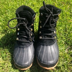 Black Tretorn Water Resistant Lace Up Boots